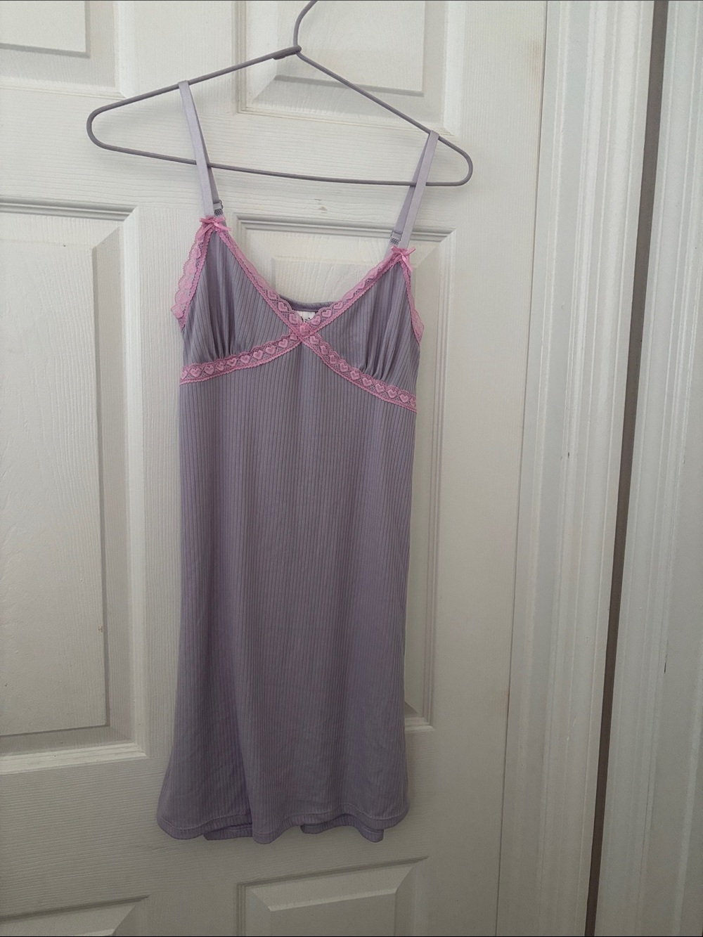 Fashion Nova Lilac Chemise with Pink Lace Accent